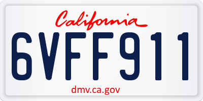 CA license plate 6VFF911