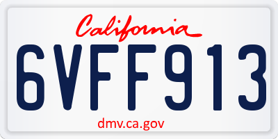 CA license plate 6VFF913