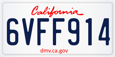 CA license plate 6VFF914