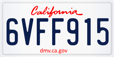 CA license plate 6VFF915
