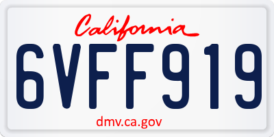 CA license plate 6VFF919