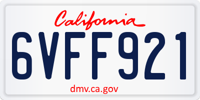 CA license plate 6VFF921