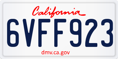 CA license plate 6VFF923