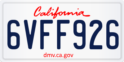 CA license plate 6VFF926