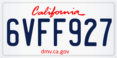 CA license plate 6VFF927