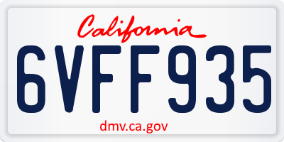 CA license plate 6VFF935