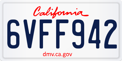 CA license plate 6VFF942