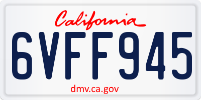 CA license plate 6VFF945