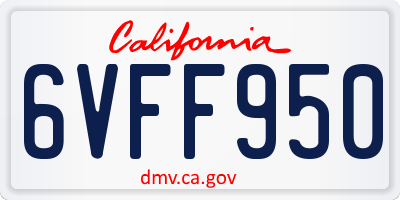 CA license plate 6VFF950