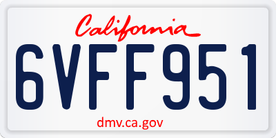 CA license plate 6VFF951