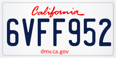 CA license plate 6VFF952