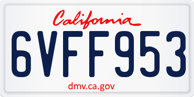 CA license plate 6VFF953