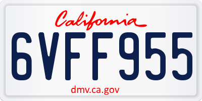 CA license plate 6VFF955