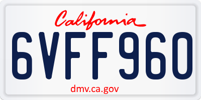 CA license plate 6VFF960