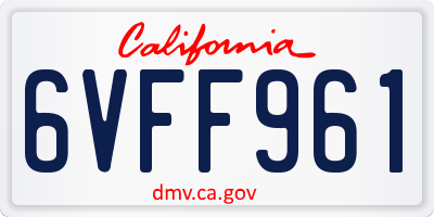 CA license plate 6VFF961