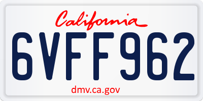 CA license plate 6VFF962