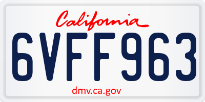 CA license plate 6VFF963