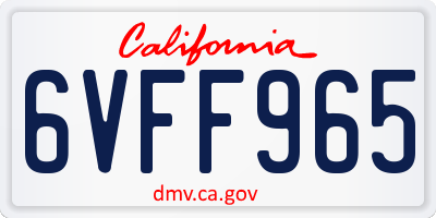 CA license plate 6VFF965