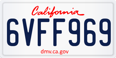 CA license plate 6VFF969