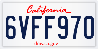 CA license plate 6VFF970