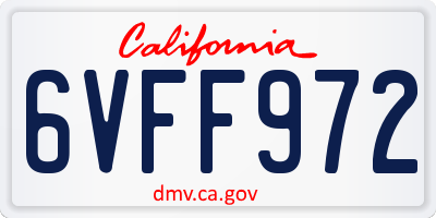 CA license plate 6VFF972