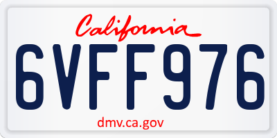 CA license plate 6VFF976