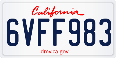 CA license plate 6VFF983