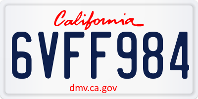 CA license plate 6VFF984