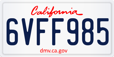 CA license plate 6VFF985