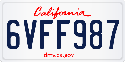 CA license plate 6VFF987