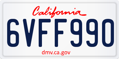 CA license plate 6VFF990