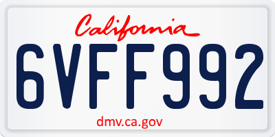 CA license plate 6VFF992