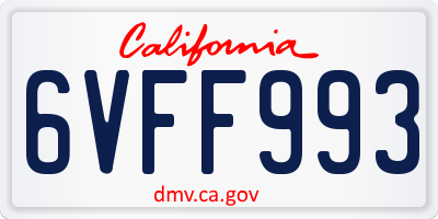 CA license plate 6VFF993