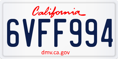 CA license plate 6VFF994