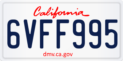 CA license plate 6VFF995