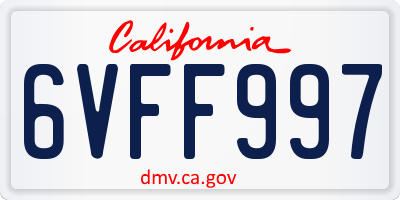 CA license plate 6VFF997