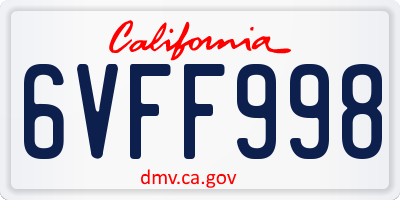 CA license plate 6VFF998