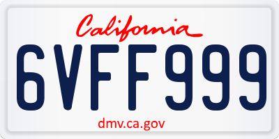 CA license plate 6VFF999
