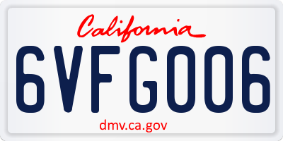 CA license plate 6VFG006