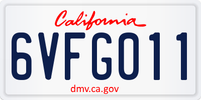 CA license plate 6VFG011