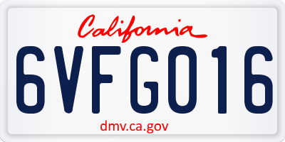 CA license plate 6VFG016
