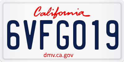 CA license plate 6VFG019