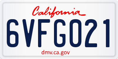 CA license plate 6VFG021