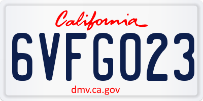 CA license plate 6VFG023