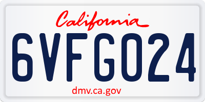 CA license plate 6VFG024