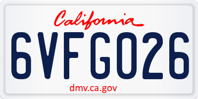 CA license plate 6VFG026