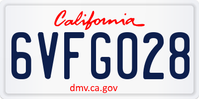 CA license plate 6VFG028