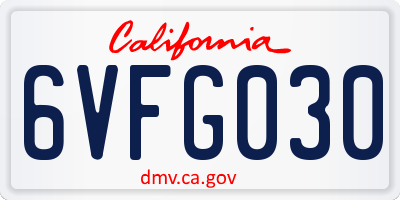 CA license plate 6VFG030