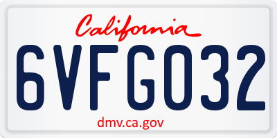 CA license plate 6VFG032