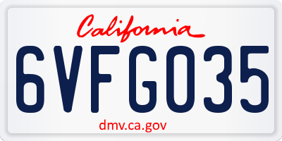 CA license plate 6VFG035